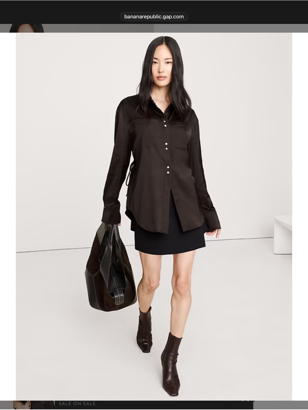 NWT Banana Republic Brown Satin Button-Up Blouse